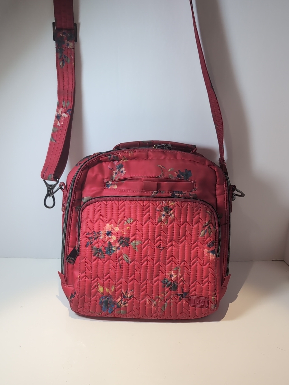 Lug Ranger Quilted Floral Crossbody Bag in Red